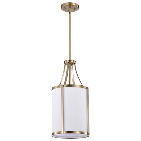 Nuvo Easton 1-Light Pendant - Burnished Brass Finish - White Linen Shade 60/7961
